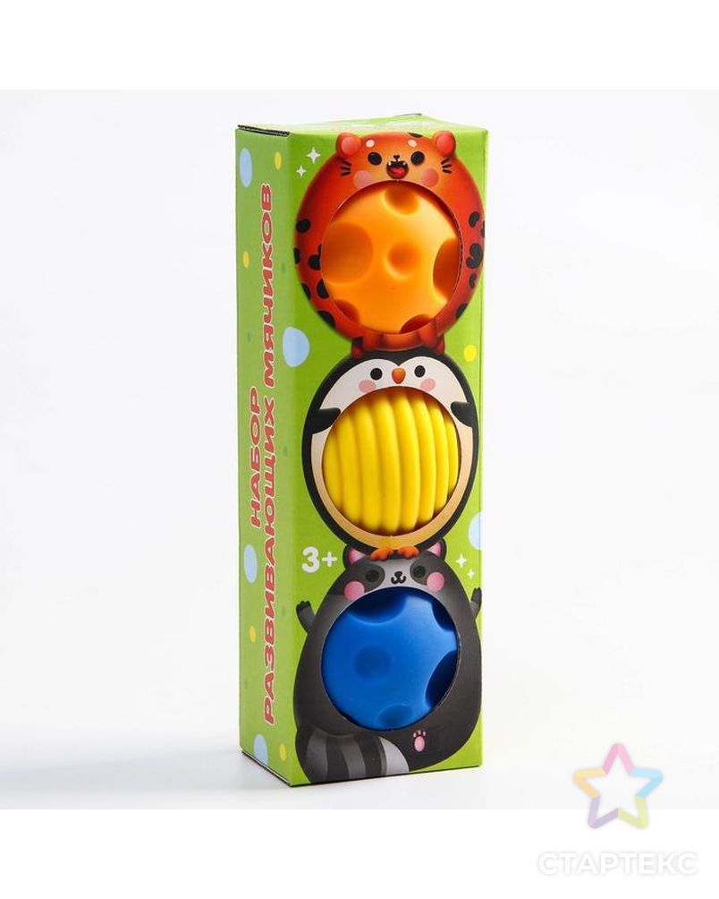 Подарочный набор развивающих мячиков "Малыши-кругляши" 3 шт. арт. СМЛ-161026-1-СМЛ0006579826 6