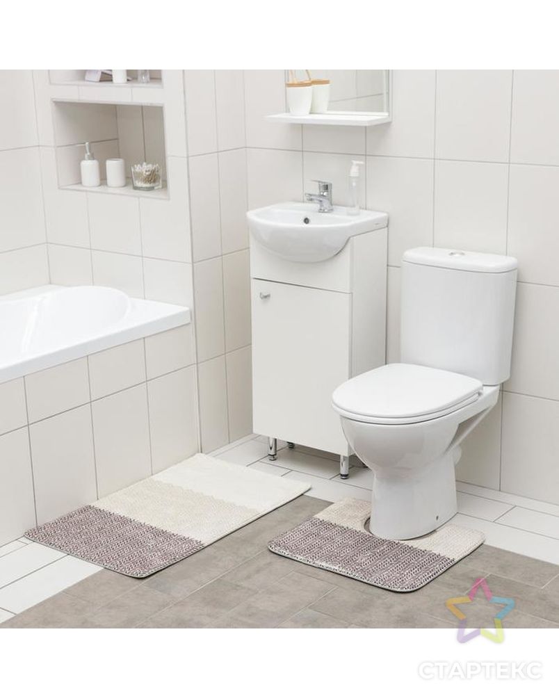 Набор ковриков для ванной и туалета SAVANNA «Тепло», 2 шт: 50×80 см, 40×50 см арт. СМЛ-164464-1-СМЛ0006622471