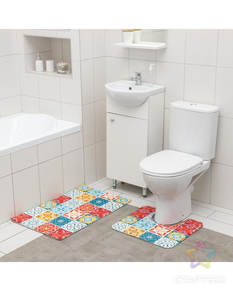 Набор ковриков для ванной и туалета SAVANNA «Мозаика», 2 шт: 50×80 см, 40×50 см арт. СМЛ-164466-1-СМЛ0006622473 2