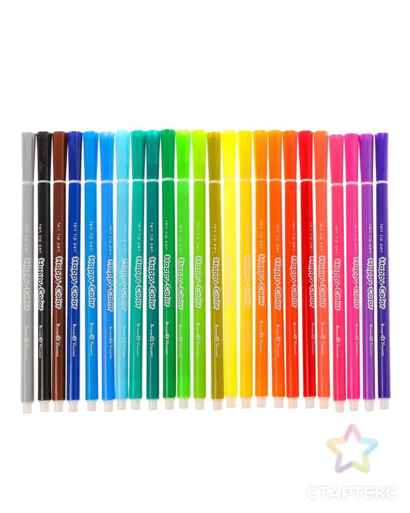 Фломастеры 24 цвета HappyColor, на водной основе, в пластиковом пенале, МИКС арт. СМЛ-179429-1-СМЛ0006623841 3