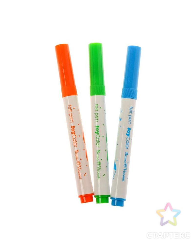 Фломастеры с утолщённым стержнем 12 цветов Joycolor Mini, в пластиковом кармане арт. СМЛ-217508-1-СМЛ0006623842 2