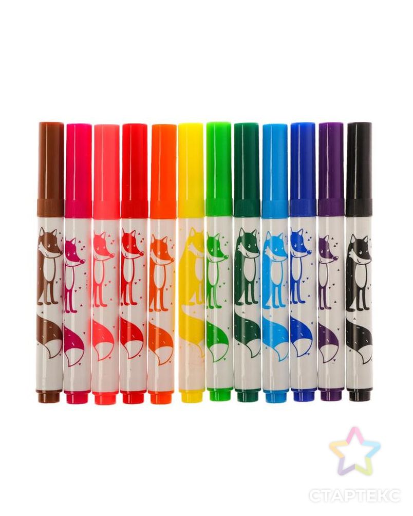 Фломастеры с утолщённым стержнем 12 цветов Joycolor Mini, в пластиковом кармане арт. СМЛ-217508-1-СМЛ0006623842 3