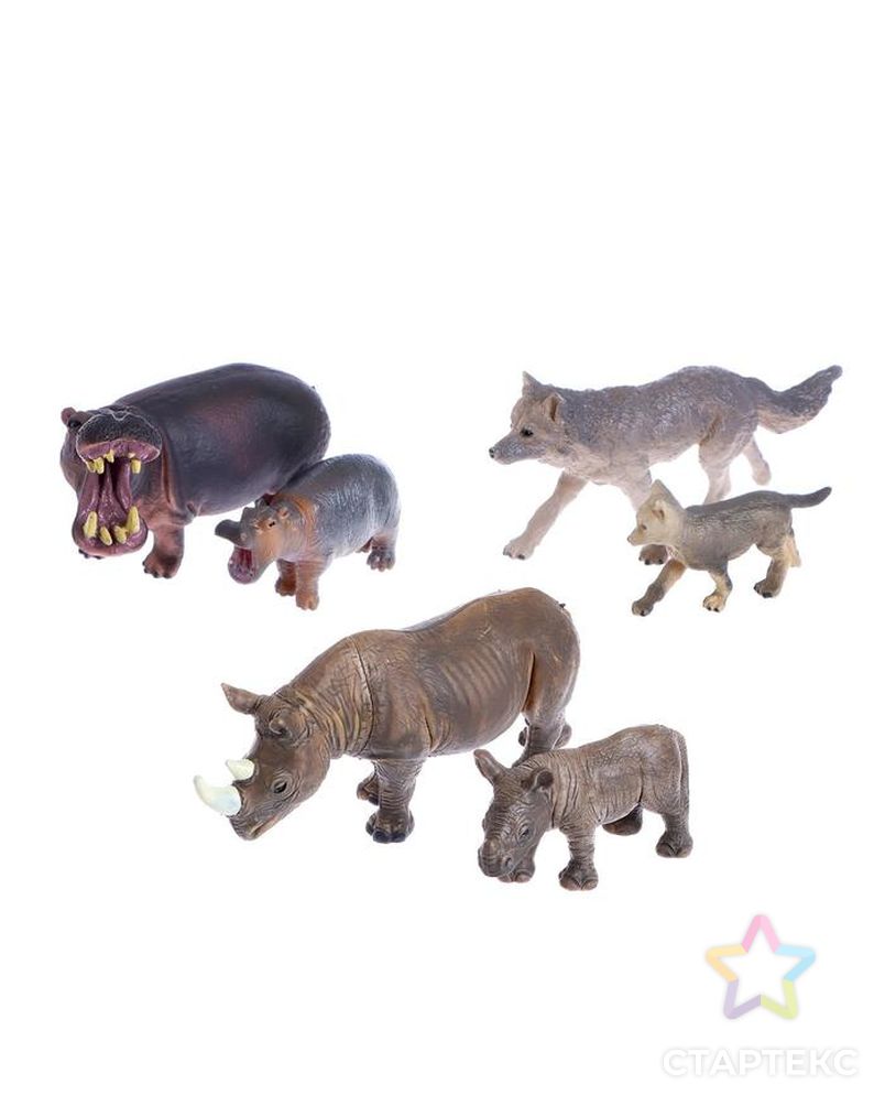 Набор диких животных "Дети и родители", 6 фигурок арт. СМЛ-162487-1-СМЛ0006625746 1