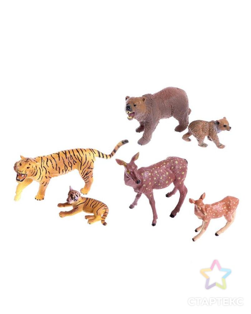 Набор диких животных "Дети и родители", 6 фигурок арт. СМЛ-162489-1-СМЛ0006625748 1