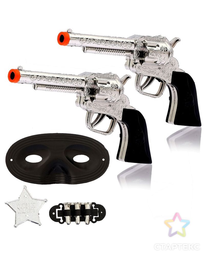 Набор ковбоя «Шериф», 2 пистолета, маска, значок арт. СМЛ-95399-1-СМЛ0000665157 1