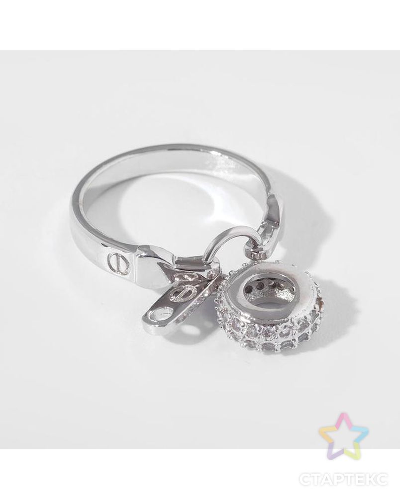 Кольцо "Подвеска" кольцо, цвет белый в серебре, безразмерное арт. СМЛ-147218-1-СМЛ0006766445 1