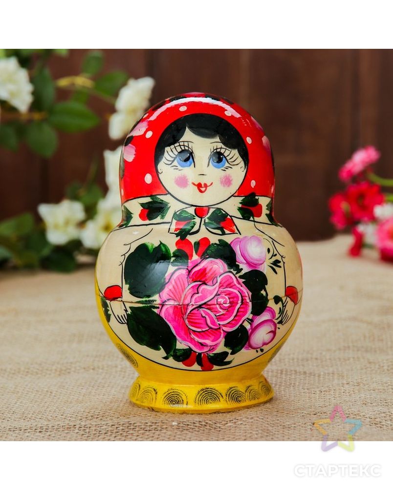 Матрёшка «Семёновская», красный платок, 10 кукольная, 16 см арт. СМЛ-95454-1-СМЛ0000676672 3