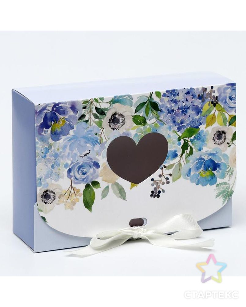 Подарочная коробка сборная с окном "Лиловые цветы",  16,5 х 11, 5 х 5 см арт. СМЛ-144196-1-СМЛ0006769814 1
