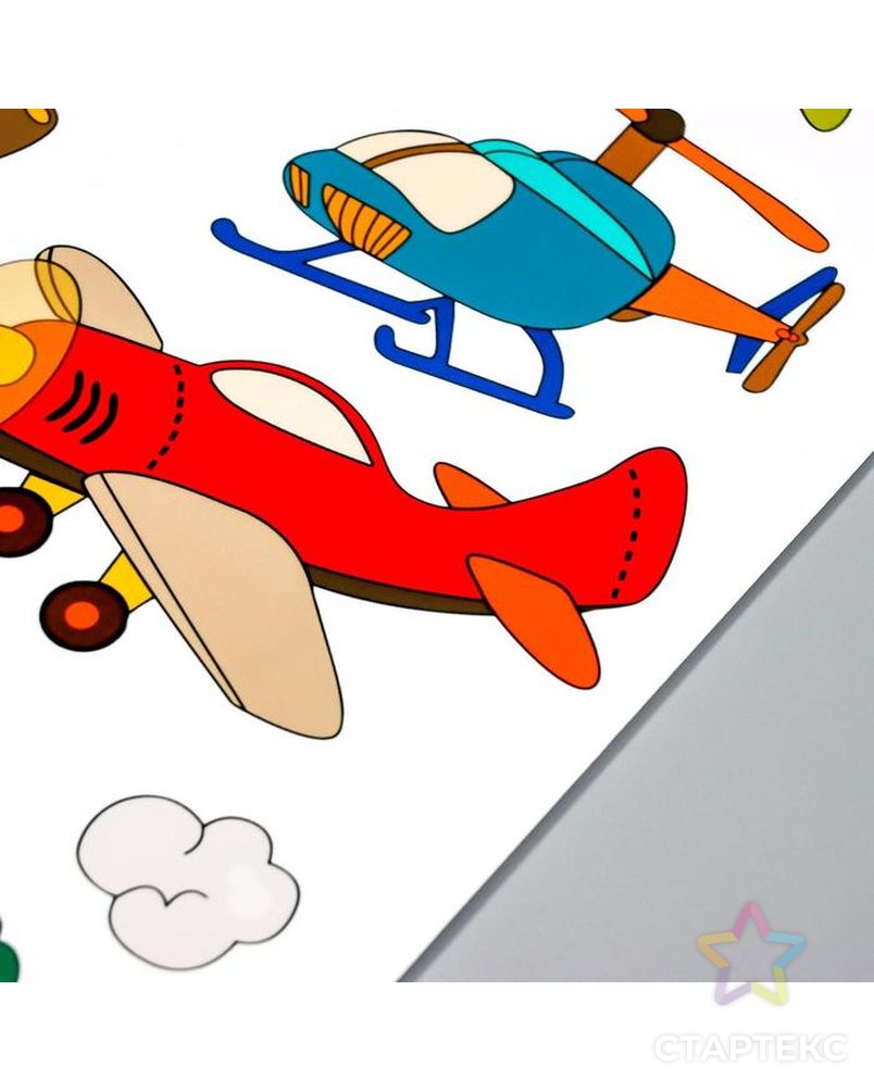 Наклейка пластик интерьерная цветная "Самолёты над городом" 30х90 см арт. СМЛ-209317-1-СМЛ0006770107 3