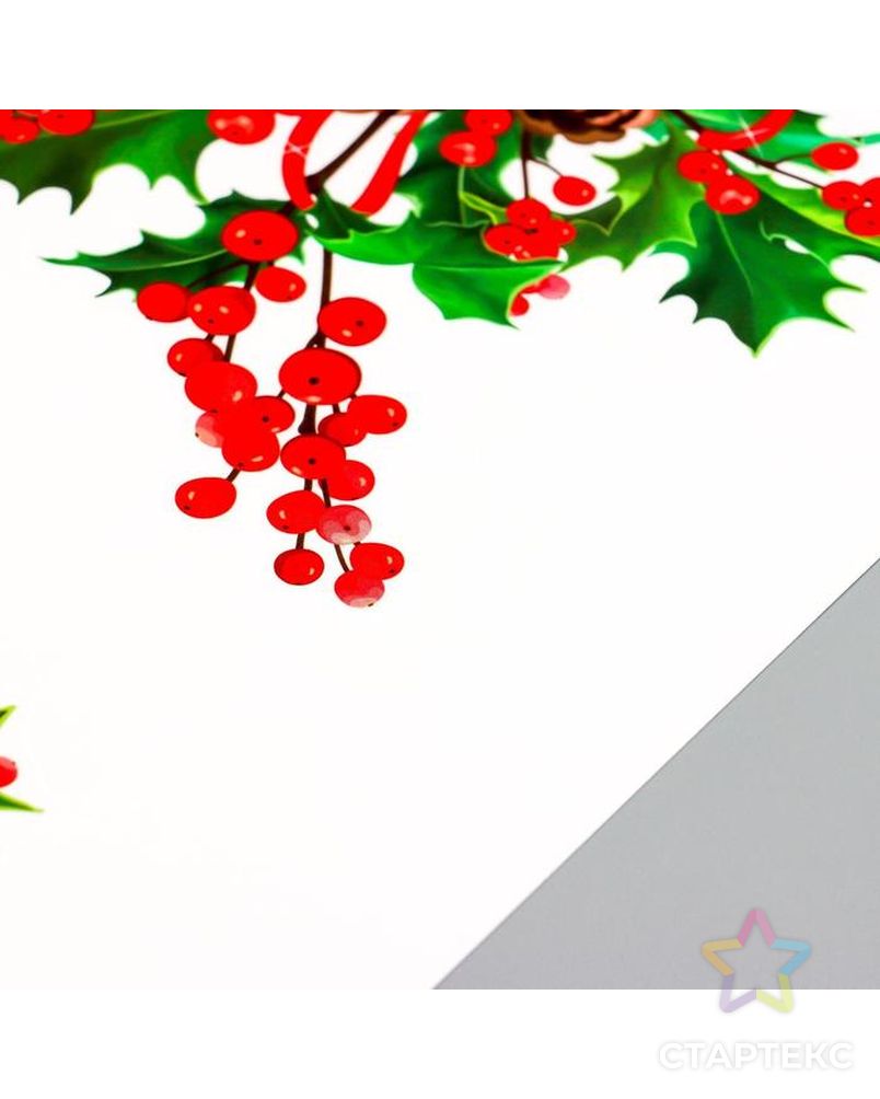 Наклейка пластик интерьерная цветная "Зимняя веточка с ягодами и шишками" 20х30 см арт. СМЛ-209347-1-СМЛ0006770309 3