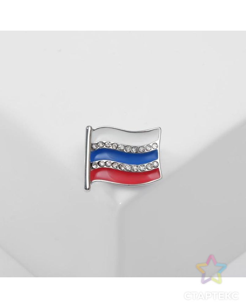 Брошь "Флаг России", цветная в серебре арт. СМЛ-153836-1-СМЛ0006770643