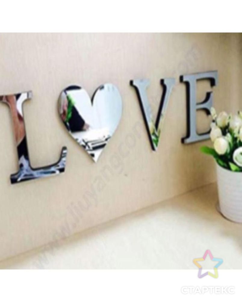 Декор настенный "LOVE", из акрила, зеркальный, 8 х 10 см арт. СМЛ-218136-1-СМЛ0006847526 1