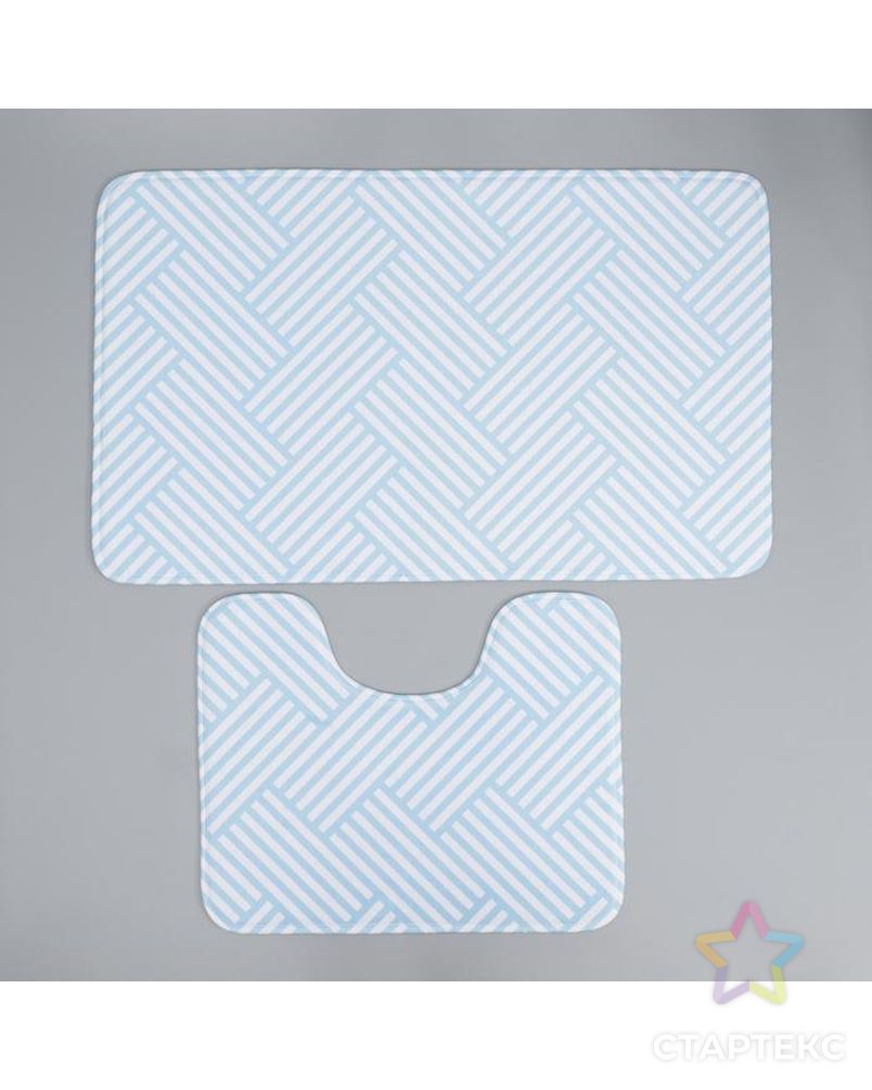 Набор ковриков для ванны и туалета Доляна «Паркет», 2 шт: 50×80, 40×50 см, цвет голубой арт. СМЛ-159726-1-СМЛ0006847548