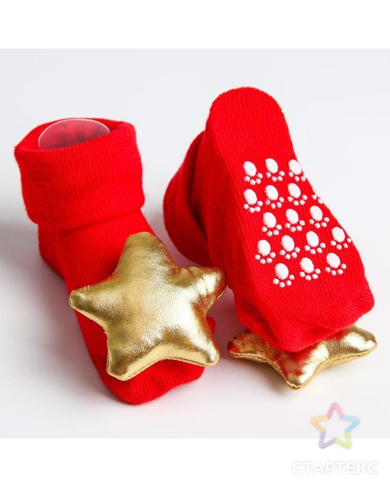 Подарочный набор: погремушки на ножки и непромокаемый нагрудник «1 Новый год» арт. СМЛ-182124-1-СМЛ0006849738 4