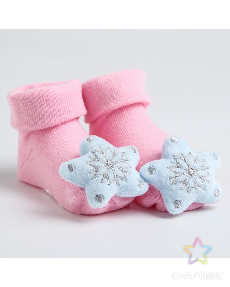 Подарочный набор: носочки - погремушки на ножки и повязка на голову «Снежная принцесса» арт. СМЛ-182127-1-СМЛ0006849741 4