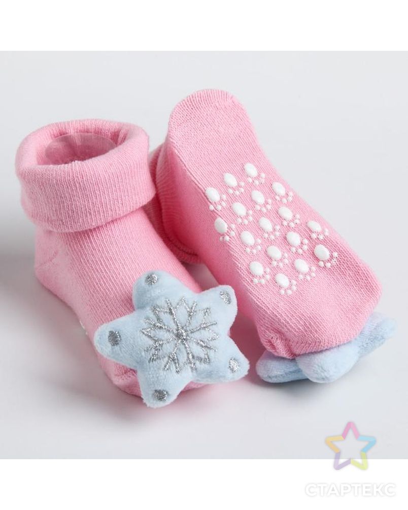 Подарочный набор: носочки - погремушки на ножки и повязка на голову «Снежная принцесса» арт. СМЛ-182127-1-СМЛ0006849741 5