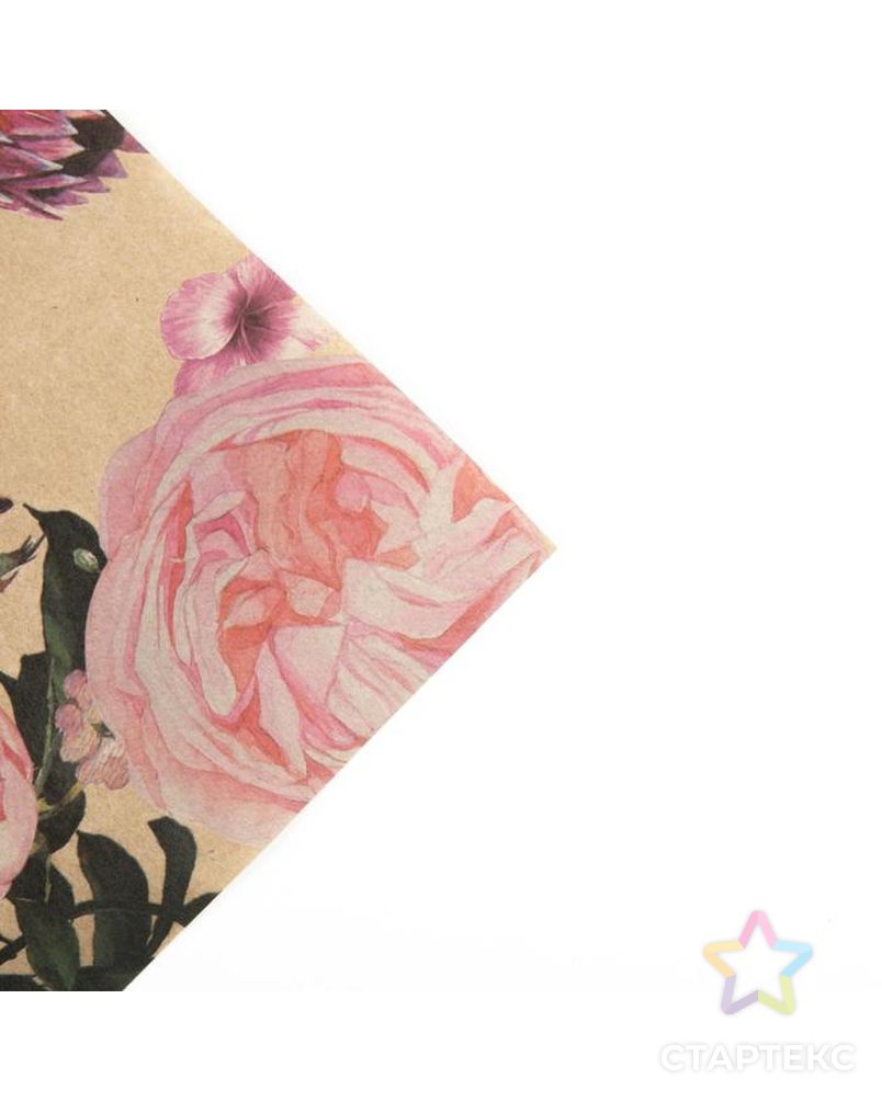 Бумага упаковочная крафтовая «Цветочный сад», 70 × 100 см арт. СМЛ-158189-1-СМЛ0006887565 3