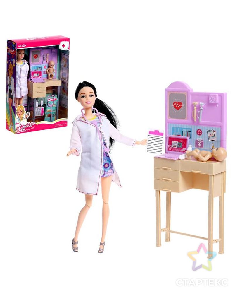 Кукла модель шарнирная "Доктор Лиза" с малышом, мебелью и аксессуарами арт. СМЛ-183973-1-СМЛ0006887648 1