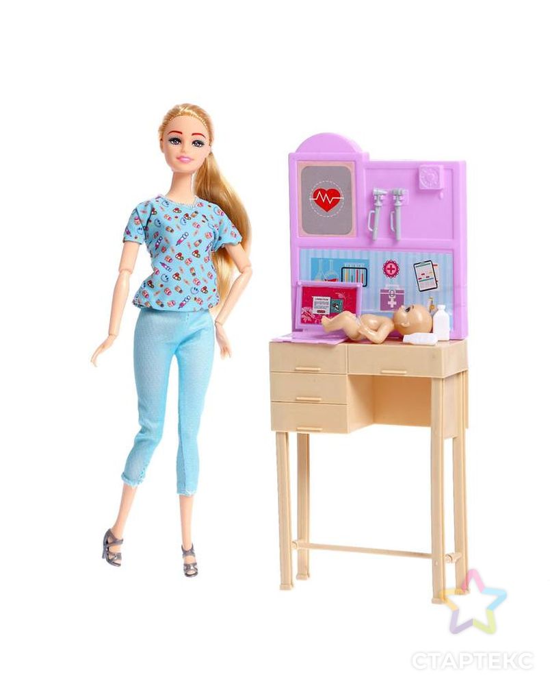 Кукла модель шарнирная "Доктор Лиза" с малышом, мебелью и аксессуарами арт. СМЛ-183973-1-СМЛ0006887648 2