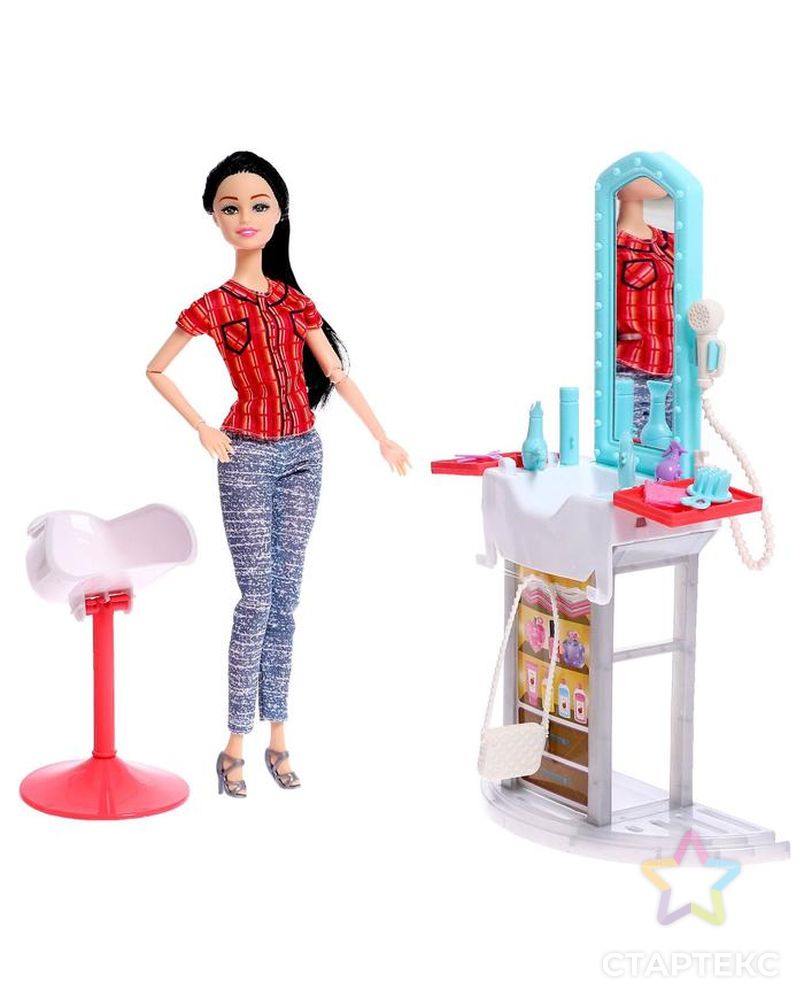 Кукла модель шарнирная "Стилист Синтия" с мебелью и аксессуарами МИКС арт. СМЛ-183982-1-СМЛ0006887657