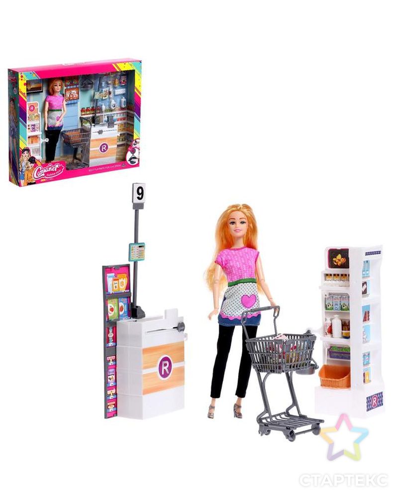 Кукла модель шарнирная "Продавец в супермаркете "  с мебелью и аксессуарами МИКС арт. СМЛ-183985-1-СМЛ0006887660 1