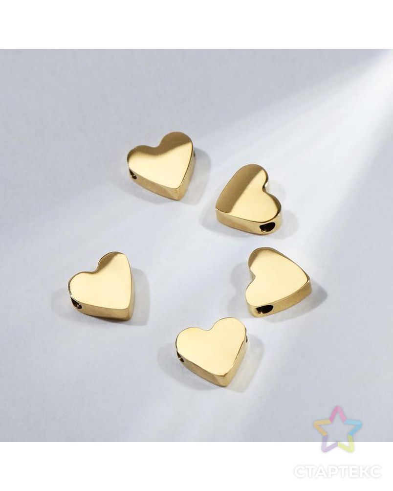 Бусина металлическая "Сердце", цвет золото арт. СМЛ-170032-1-СМЛ0006895043 1