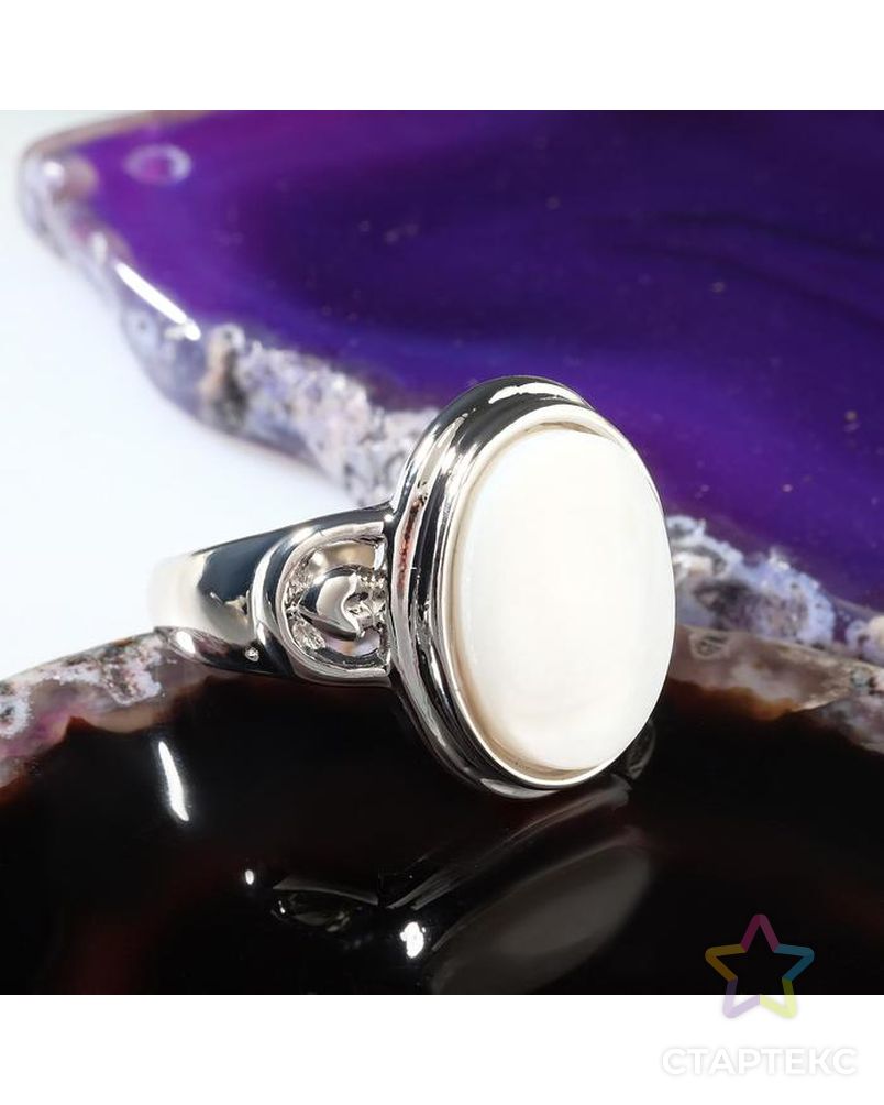 Кольцо "Перламутр" овал, цвет белый в серебре арт. СМЛ-150306-1-СМЛ0006897582 1