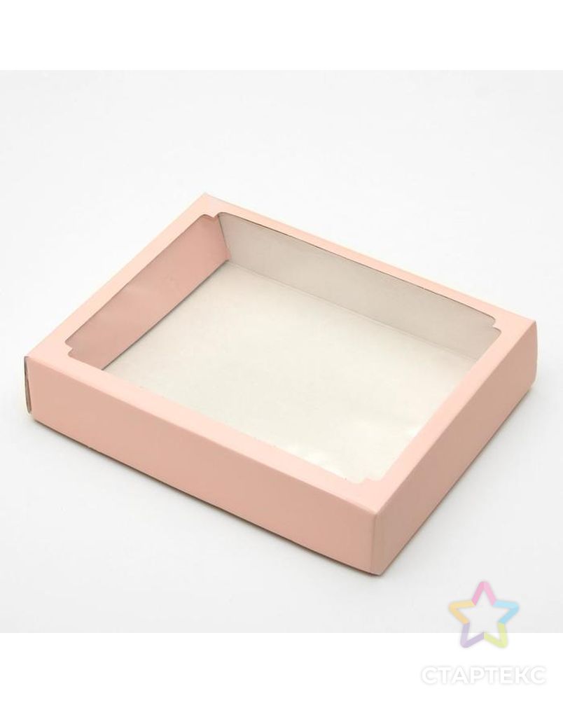Коробка сборная крышка-дно, розовая, с окном, 30 х 24 х 6 см арт. СМЛ-150880-1-СМЛ0006900785 1