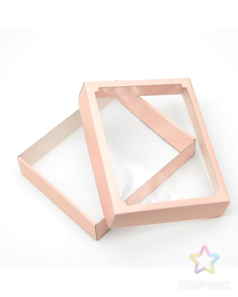 Коробка сборная крышка-дно, розовая, с окном, 30 х 24 х 6 см арт. СМЛ-150880-1-СМЛ0006900785 2