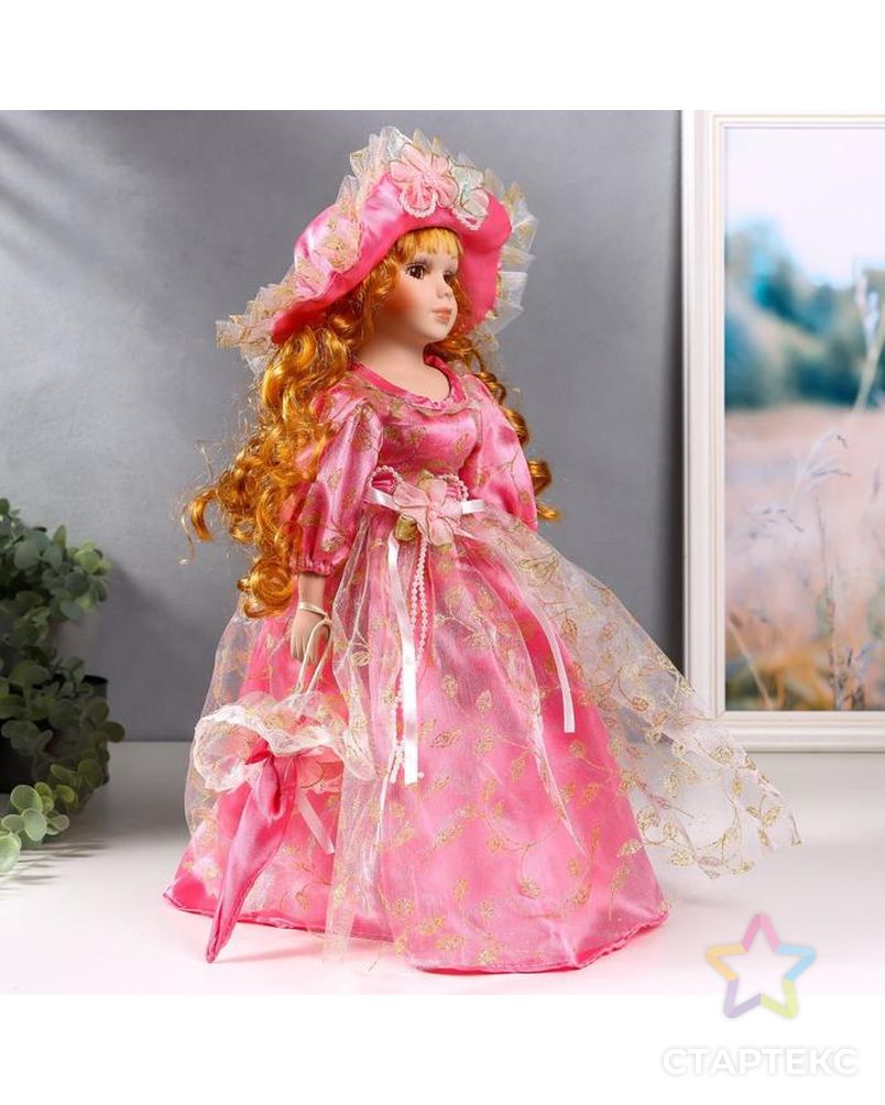 Кукла коллекционная керамика "Мадмуазель Эльза в розовом платье и шляпке" 40 см арт. СМЛ-159706-1-СМЛ0006906440 2