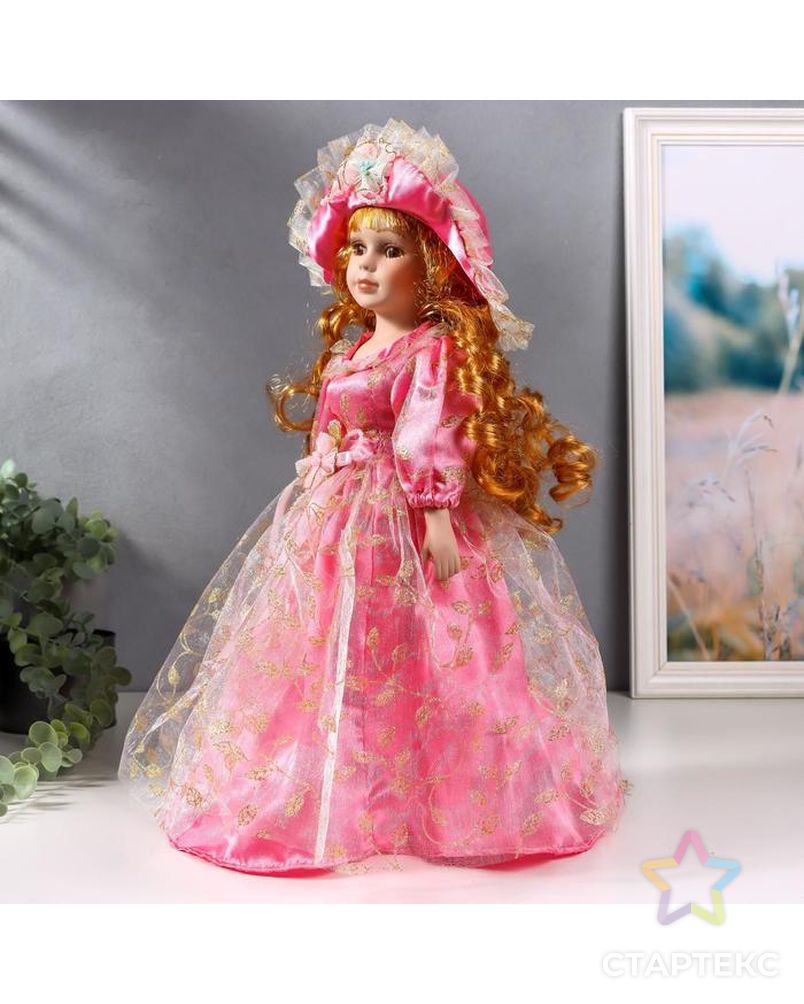 Кукла коллекционная керамика "Мадмуазель Эльза в розовом платье и шляпке" 40 см арт. СМЛ-159706-1-СМЛ0006906440 3