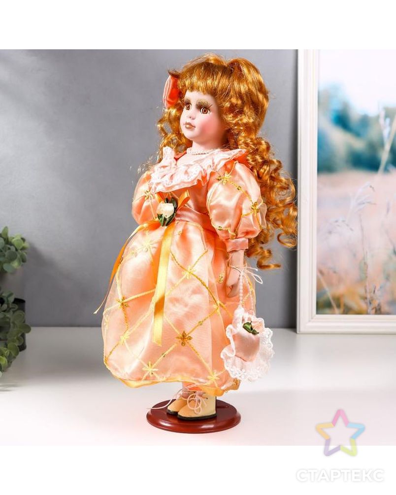 Кукла коллекционная керамика "Малышка Зоя в кремово-розовом платье с сумочкой" 40 см арт. СМЛ-159707-1-СМЛ0006906441 3