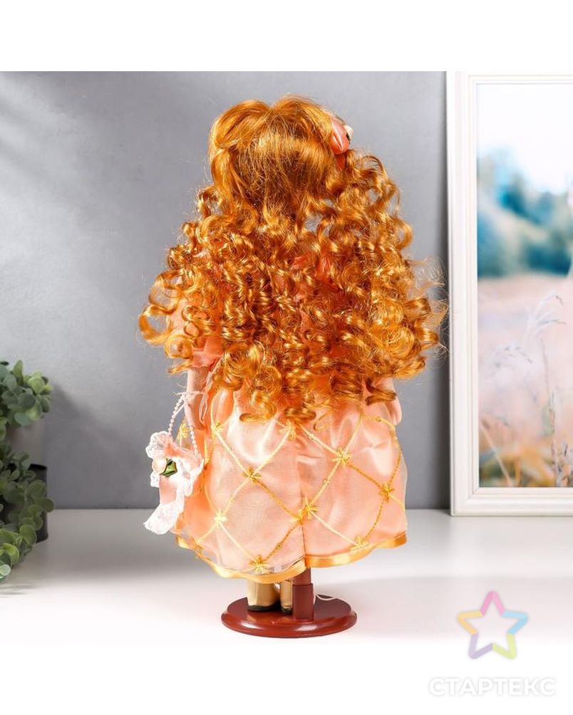 Кукла коллекционная керамика "Малышка Зоя в кремово-розовом платье с сумочкой" 40 см арт. СМЛ-159707-1-СМЛ0006906441 4