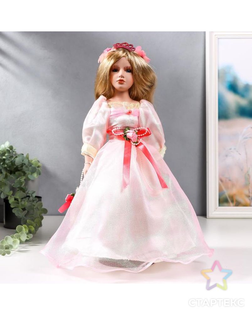 Кукла коллекционная керамика "Принцесса Лидия в нежно-розовом платье" 40 см арт. СМЛ-159708-1-СМЛ0006906442 1
