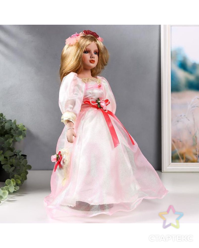 Кукла коллекционная керамика "Принцесса Лидия в нежно-розовом платье" 40 см арт. СМЛ-159708-1-СМЛ0006906442
