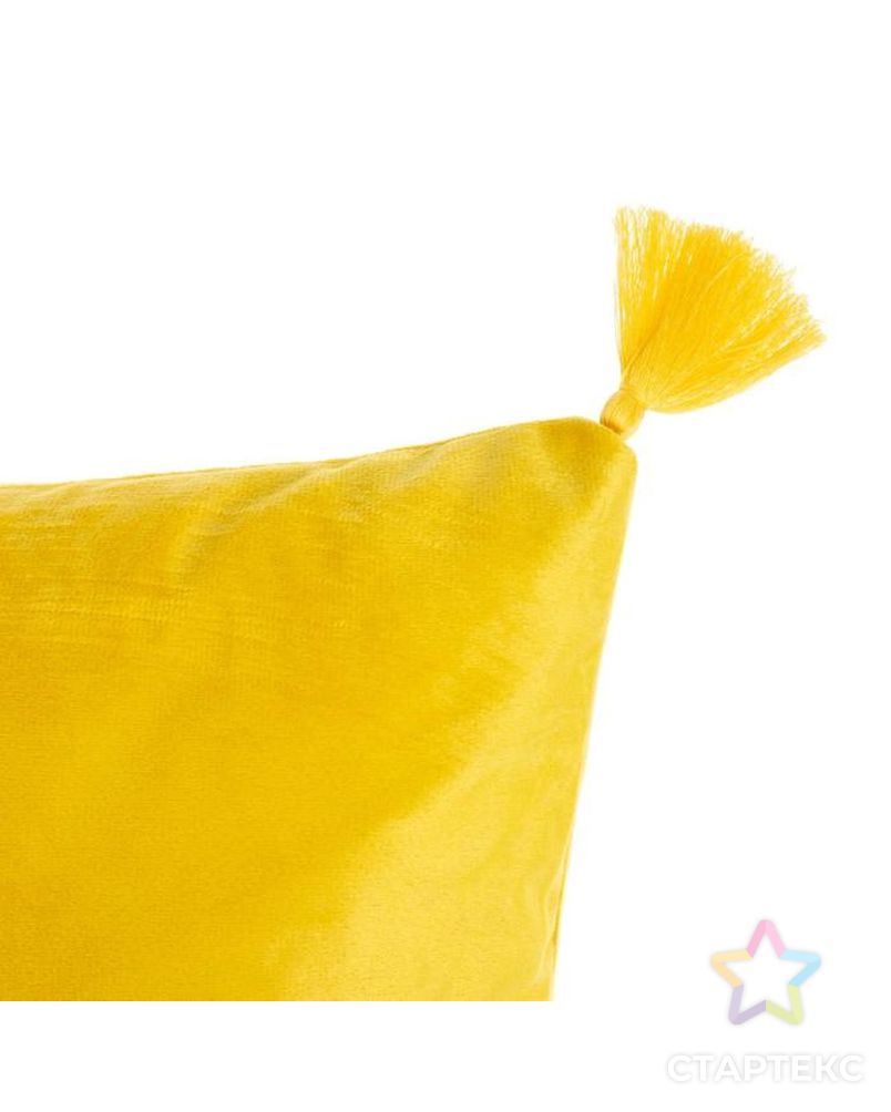 Чехол на подушку с кисточками Этель цвет желтый, 45х45 см, 100% п/э, велюр арт. СМЛ-168376-1-СМЛ0006906464 2