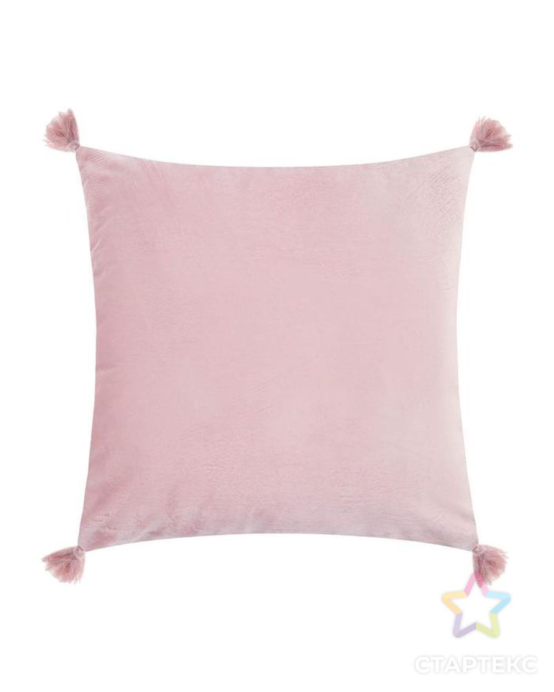 Чехол на подушку с кисточками Этель цвет розовый, 45х45 см, 100% п/э, велюр арт. СМЛ-168379-1-СМЛ0006906467 1