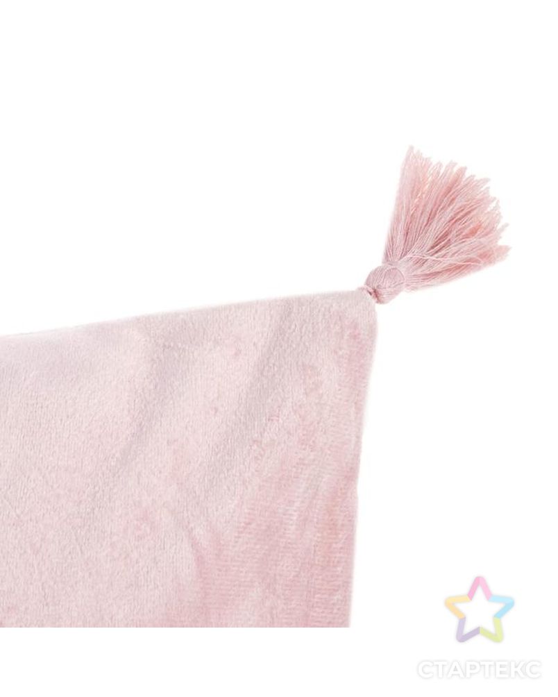 Чехол на подушку с кисточками Этель цвет розовый, 45х45 см, 100% п/э, велюр арт. СМЛ-168379-1-СМЛ0006906467 2
