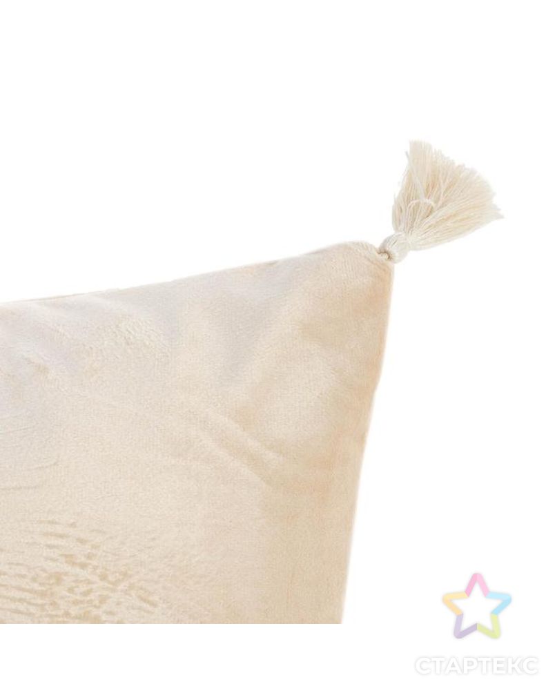 Чехол на подушку с кисточками Этель цвет молочный, 45х45 см, 100% п/э, велюр арт. СМЛ-168380-1-СМЛ0006906468 2