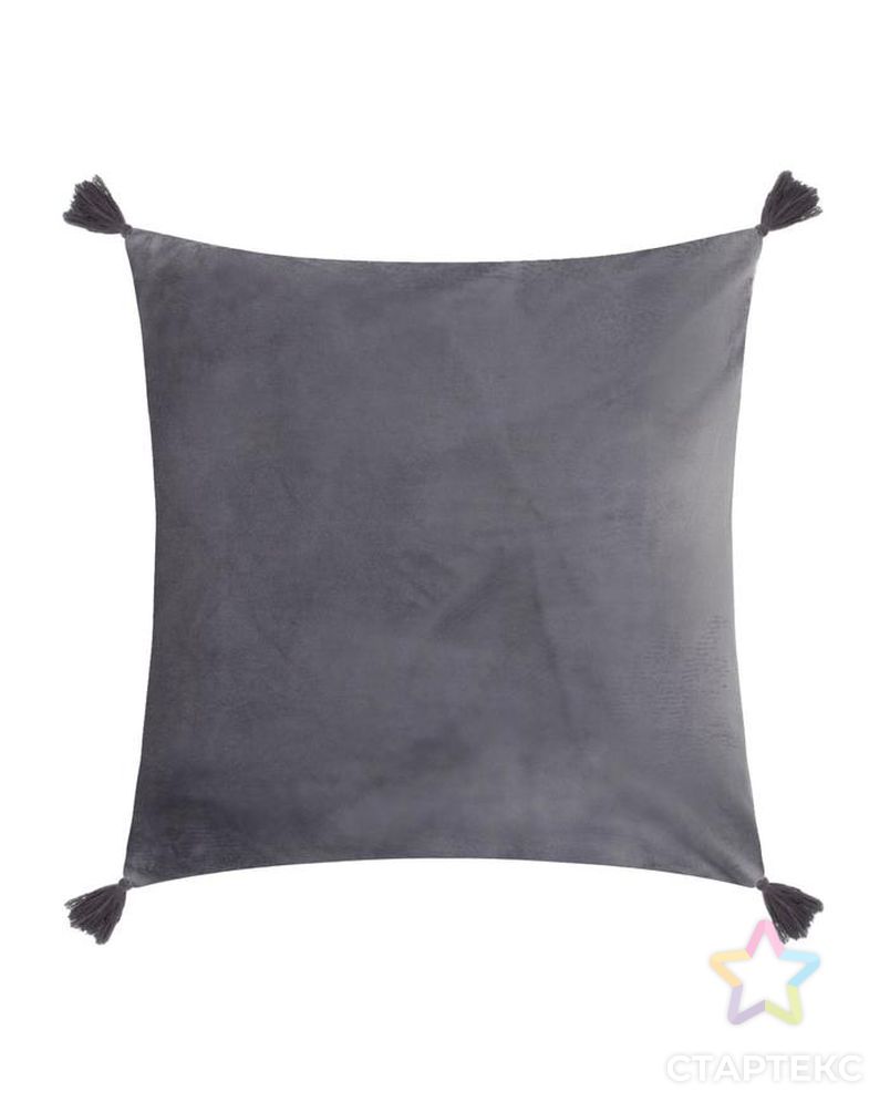 Чехол на подушку с кисточками Этель цвет серый, 45х45 см, 100% п/э, велюр арт. СМЛ-168381-1-СМЛ0006906469 1