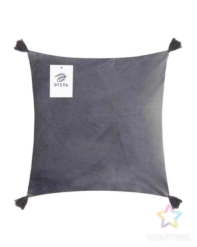 Чехол на подушку с кисточками Этель цвет серый, 45х45 см, 100% п/э, велюр арт. СМЛ-168381-1-СМЛ0006906469 5