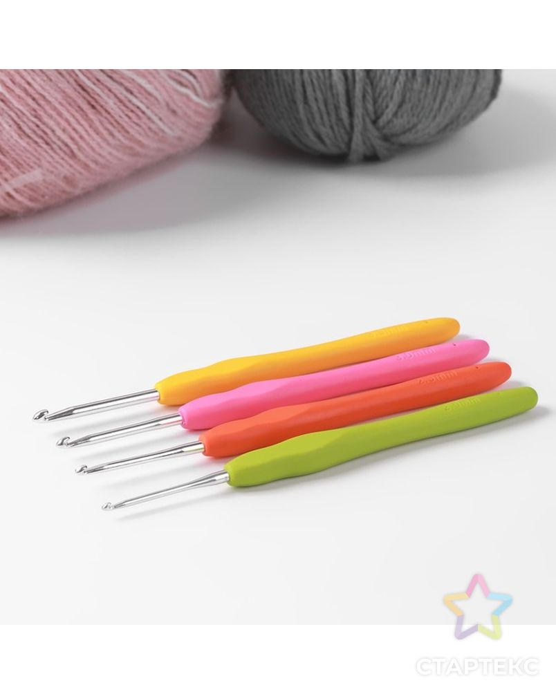 Набор крючков для вязания, d = 2-3,5 мм, 14 см, 4 шт, цвет разноцветный арт. СМЛ-195068-1-СМЛ0006906729 1