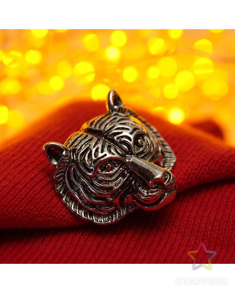 Брошь новогодняя "Тигр" морда, цвет чернёное серебро арт. СМЛ-163439-1-СМЛ0006908392 1