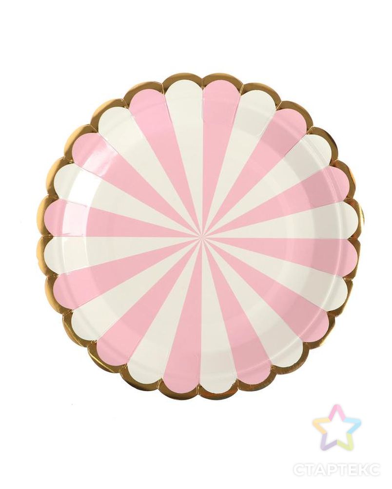 Набор бумажной посуды "Полосы" цвет розовый арт. СМЛ-152861-1-СМЛ0006915630 3