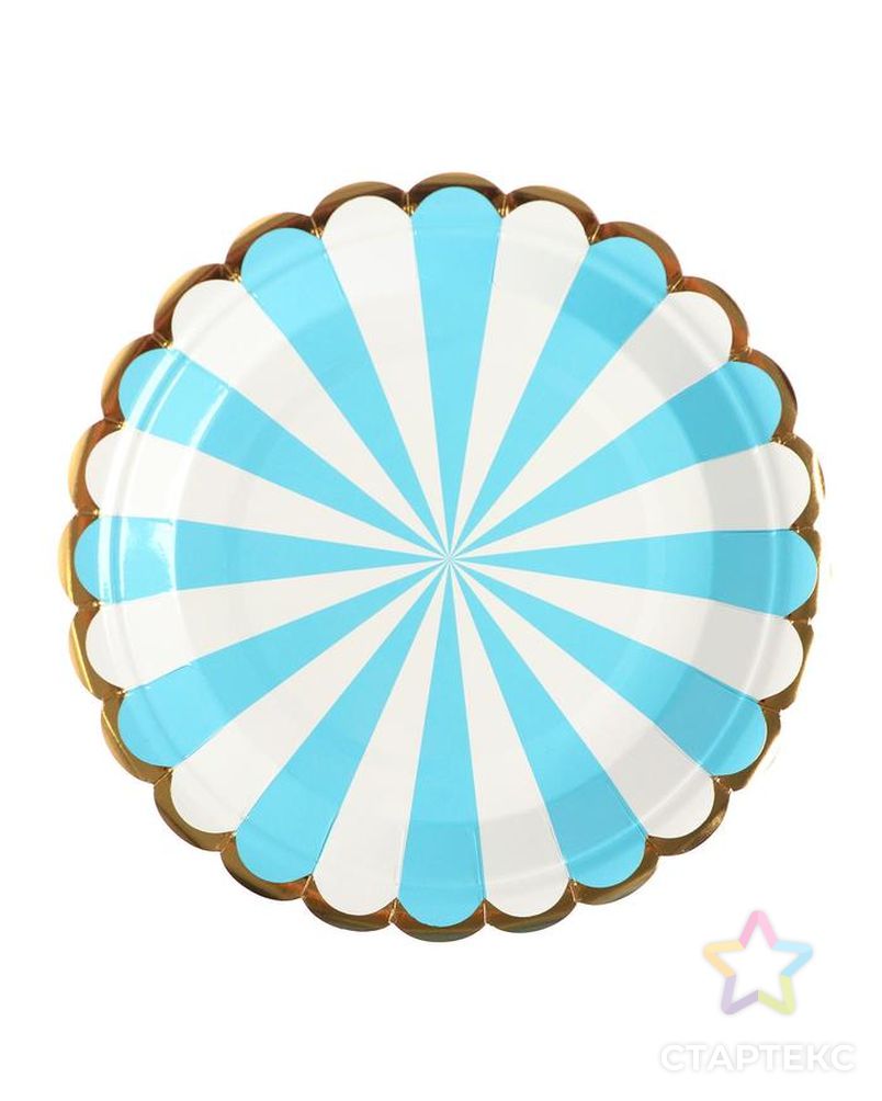 Набор бумажной посуды "Полосы" цвет голубой арт. СМЛ-152862-1-СМЛ0006915631 4