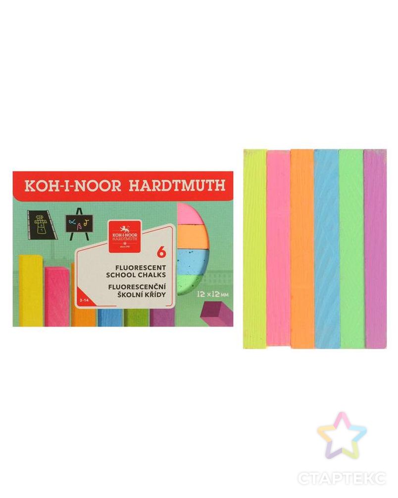 Мелки цветные 6 штук Koh-i-Noor 1125, прямоугольные, флуор арт. СМЛ-151825-1-СМЛ0006915807 1