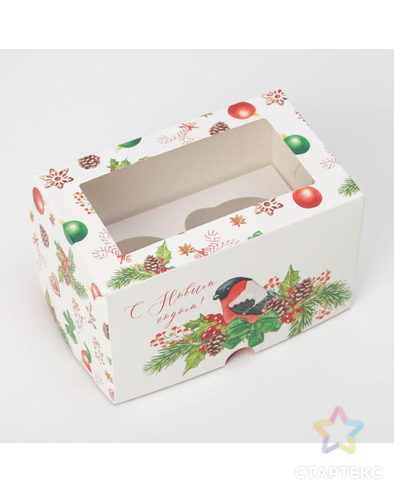 Коробка для капкейков «Снежный подарок» 10 х 16 х 10см арт. СМЛ-159649-1-СМЛ0006916843 3
