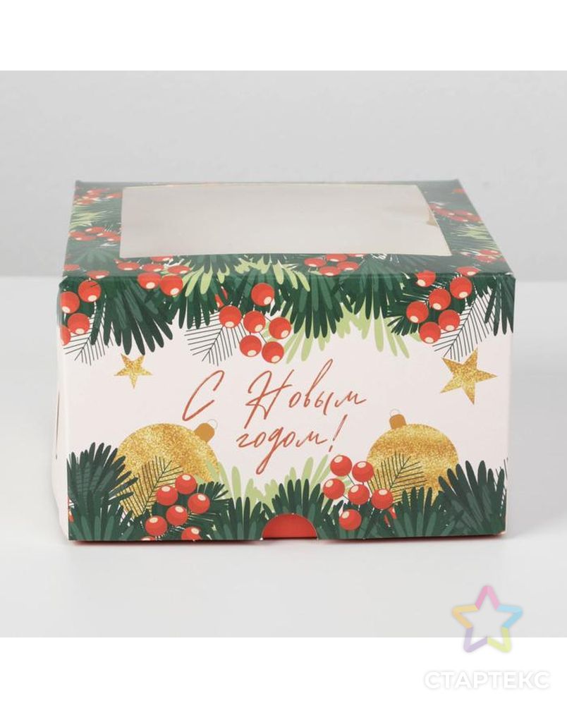 Коробка для капкейков «Новогодний подарок» 25 х 25 х 10см арт. СМЛ-163806-2-СМЛ0006916847 2