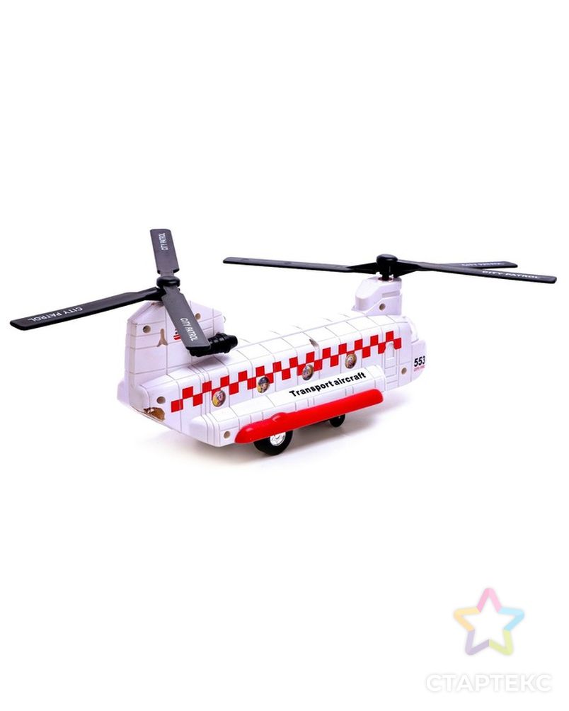 Вертолет «Транспортник», свет и звук, работает от батареек, цвет красный арт. СМЛ-190958-1-СМЛ0006918470 3