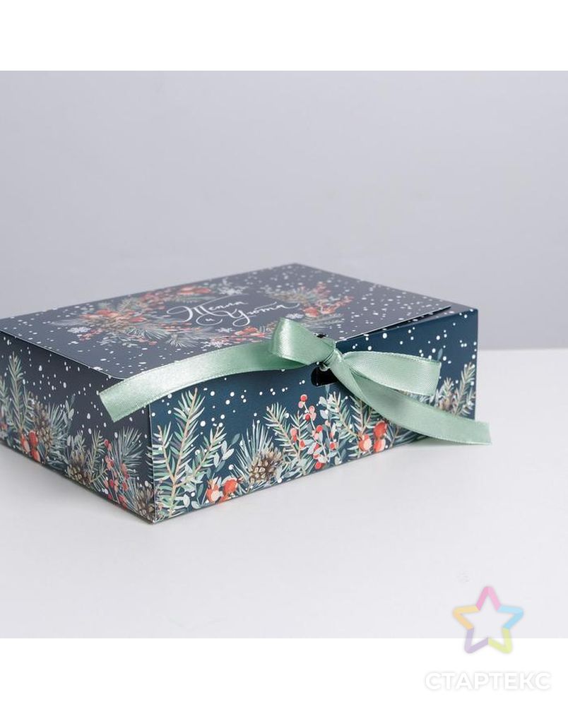 Складная коробка подарочная «Новогодняя ботаника», 20 × 18 × 5 см арт. СМЛ-163780-3-СМЛ0006919080 4